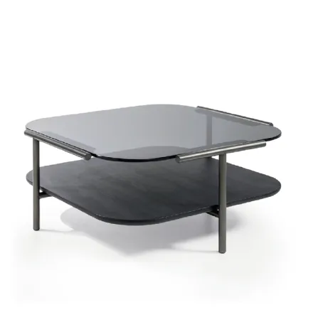 Tavolino Cloud Quadrato in vetro e legno di Cantori