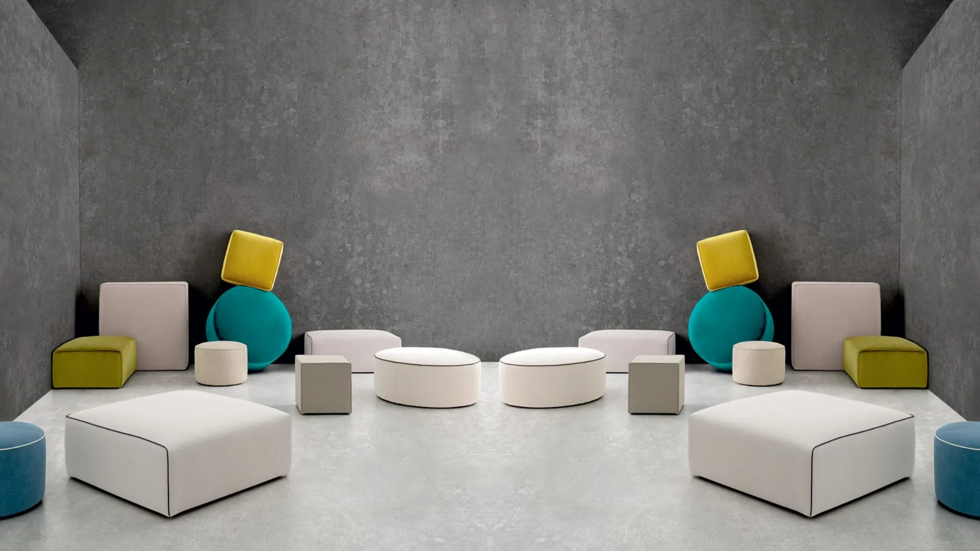 Pouf Collection in tessuto con varie forme di Felis