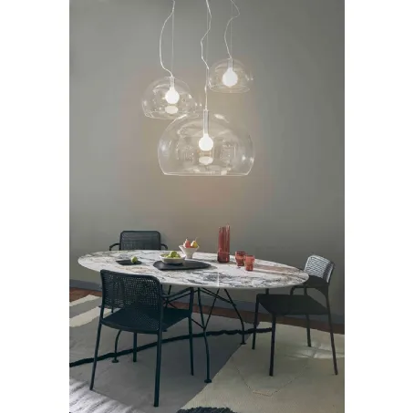 Lampada a sospensione Fl/y Big in plexiglas trasparente di Kartell
