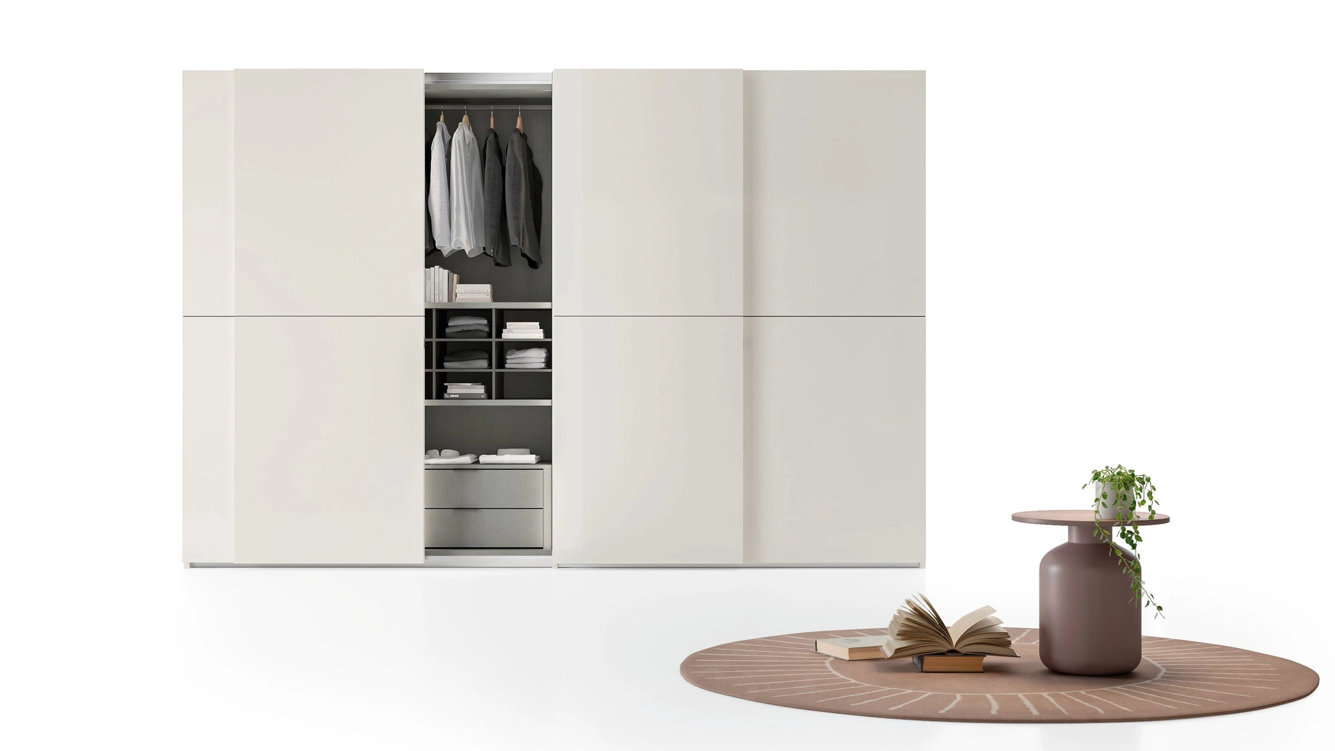 Armadio Ardecò Forte laccato lucido Platino di Spagnol Mobili