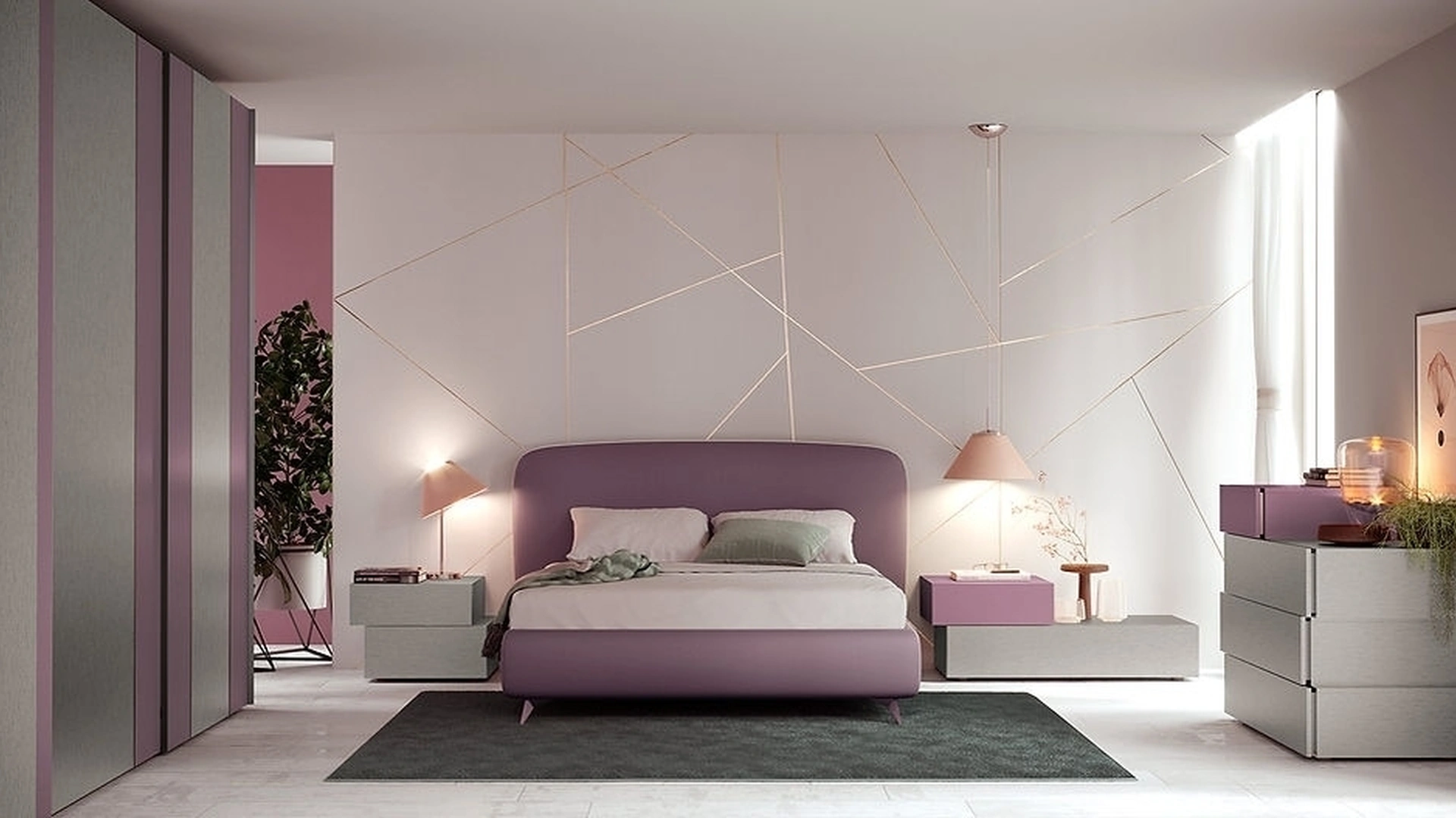 Armadio Scorrevole Edge finitura laccato Metallo e melaminico Bouganville di Foresi Mobili