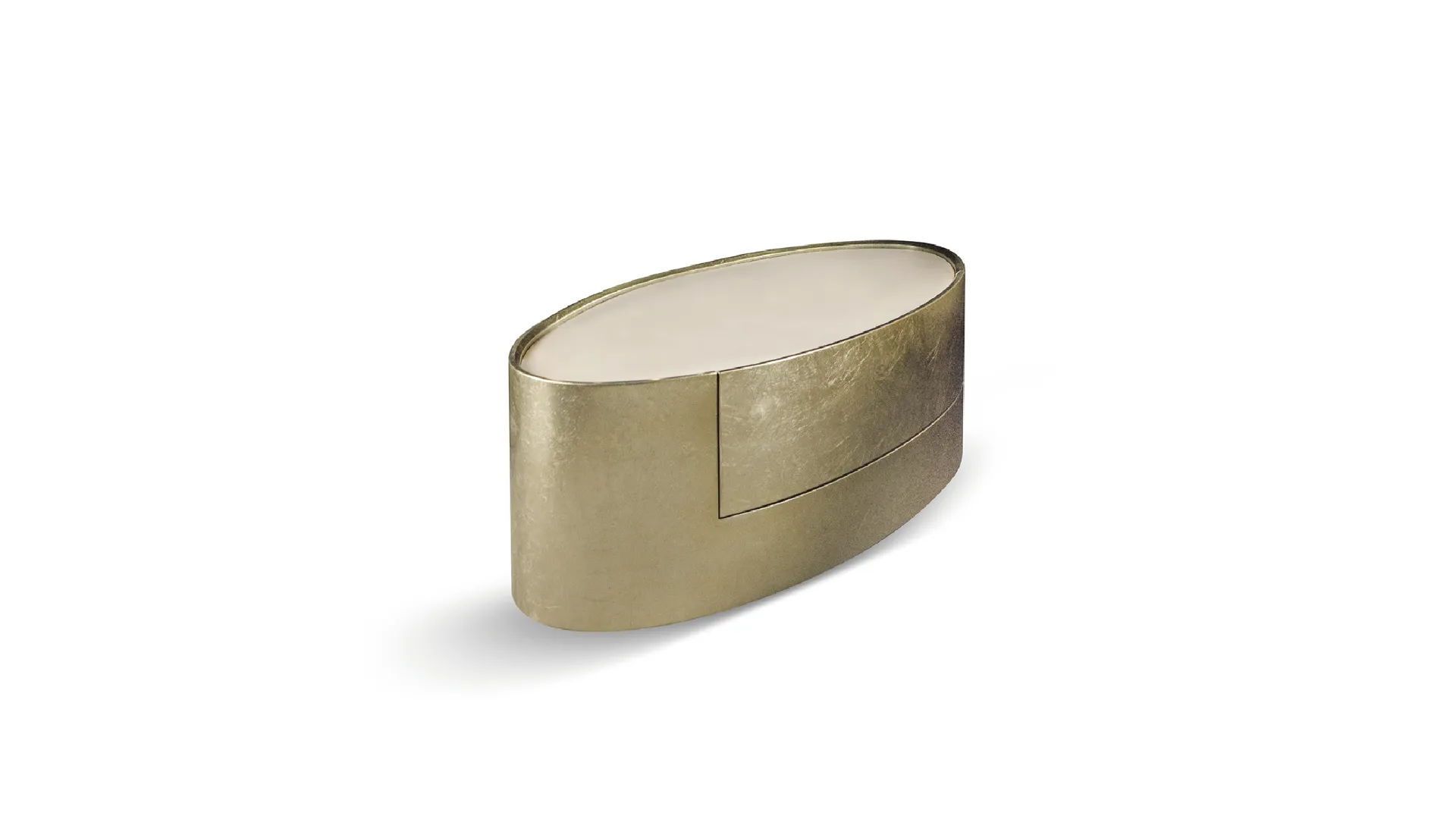 Comodino laccato oro  Mirage Ellittico di Cantori