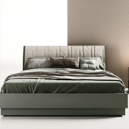 Letto matrimoniale con testiera con cuffia in tessuto Bent di Zalf