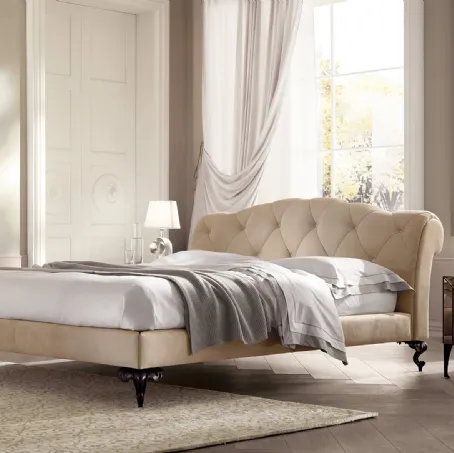 Letto con testiera imbottita e trapuntata George di Cantori