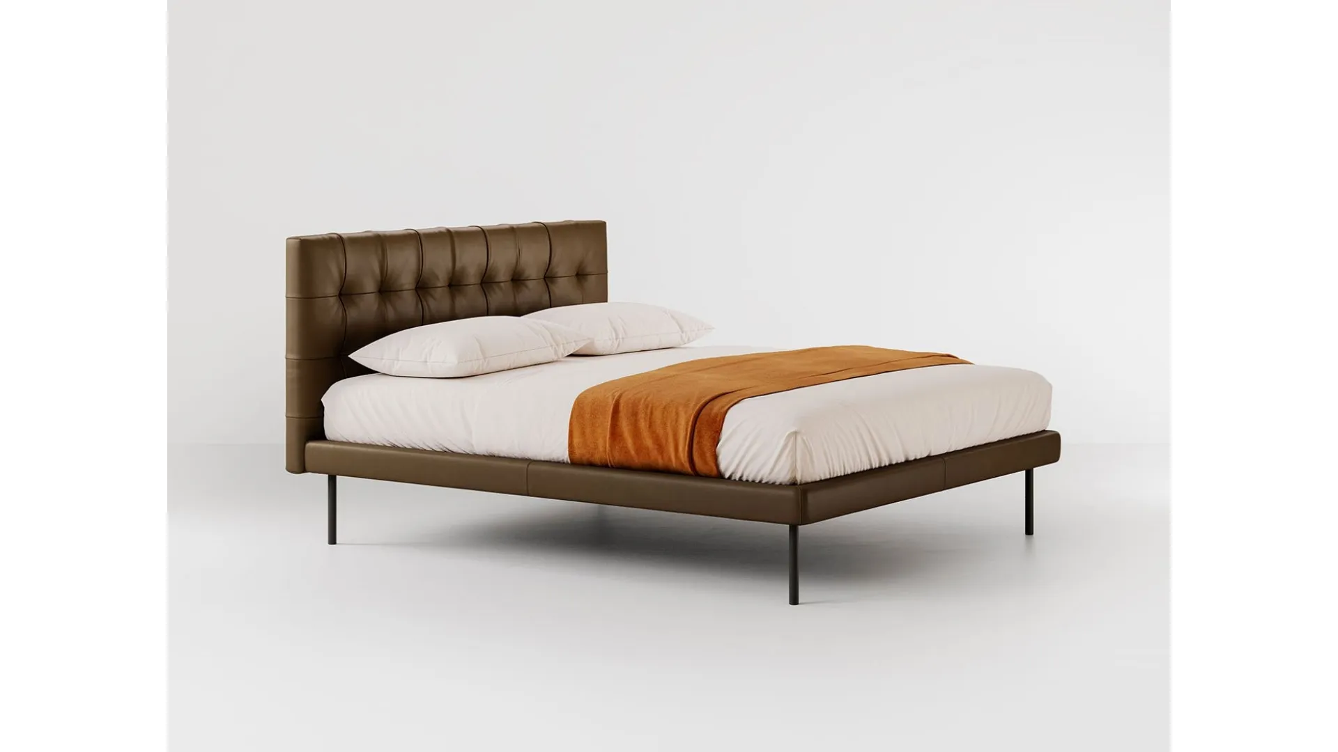 Letto in pelle con testiera trapuntata Metropolitan deluxe di Bolzan Letti