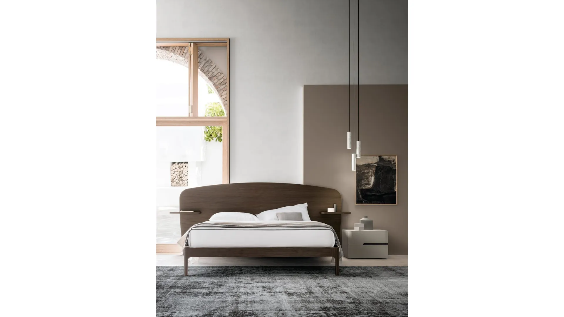 Letto con testiera finitura Matwood Dark Nashi di SantaLucia