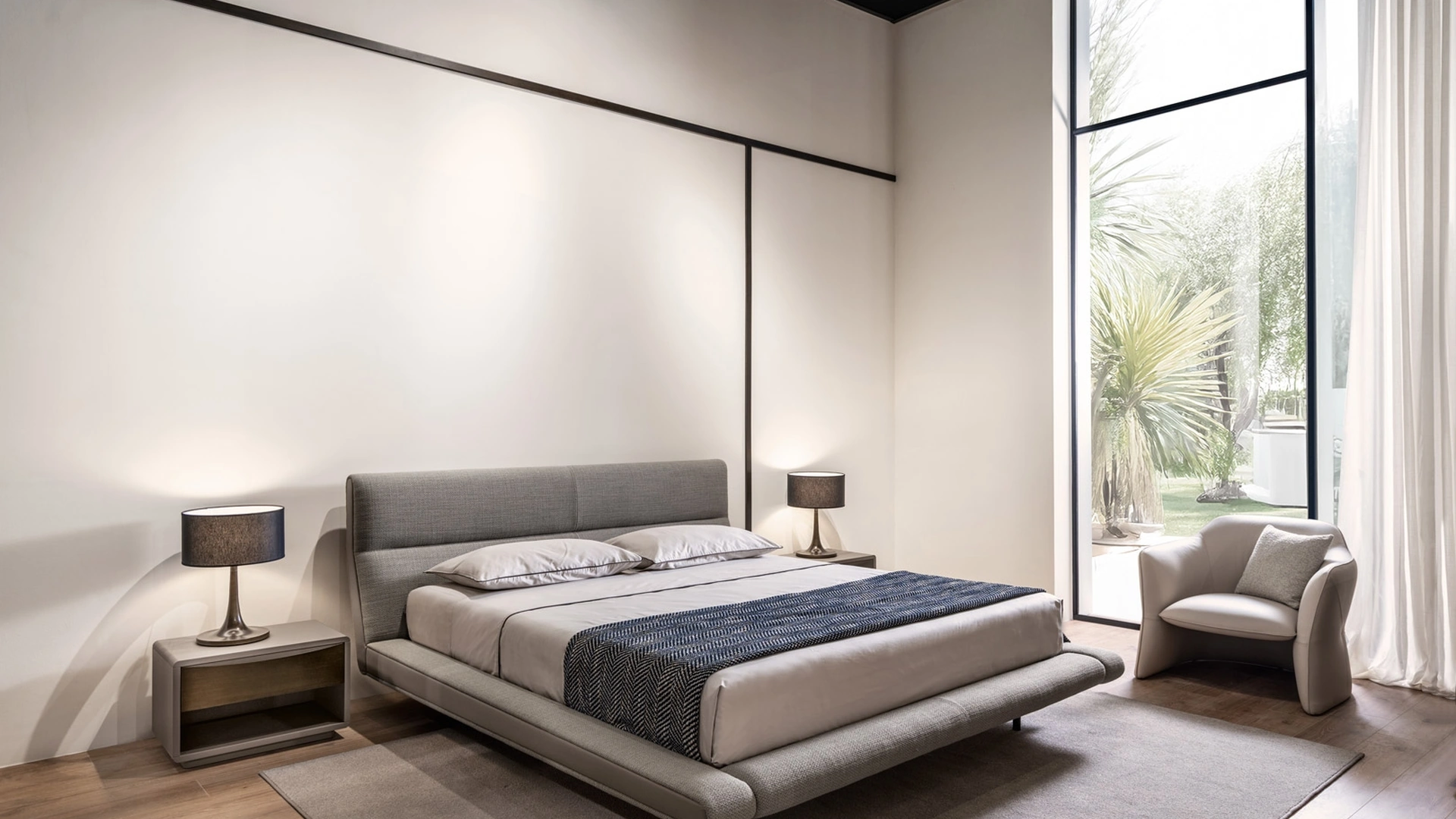 Letto Sharon in tessuto di lino di Cantori