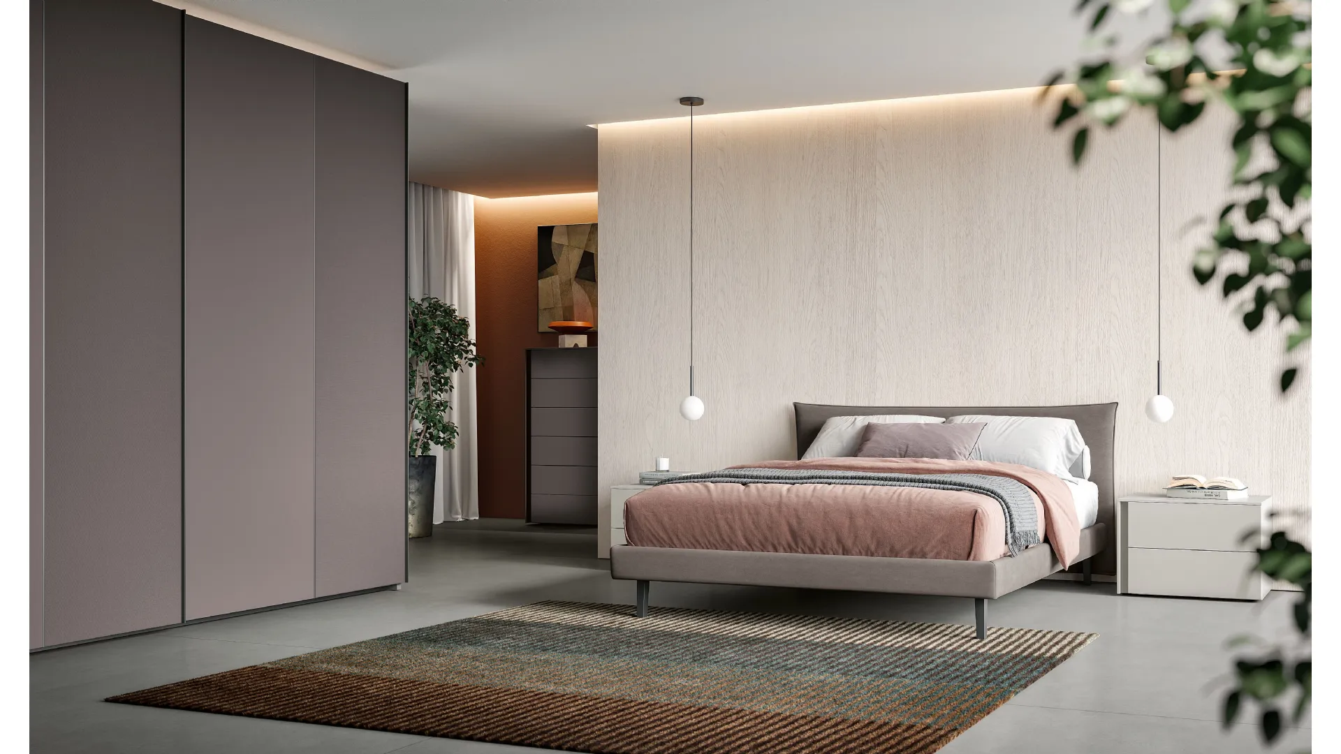 Letto matrimoniale con testiera Step di Spagnol Mobili