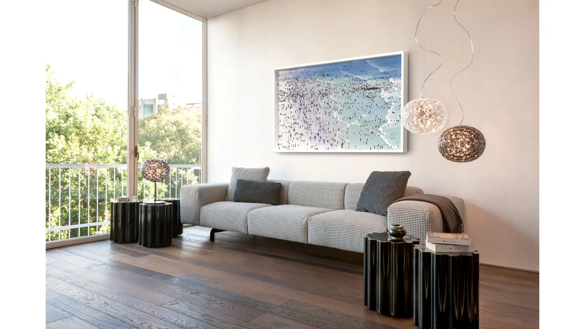 Divano lineare Largo Pied de Poule di Kartell