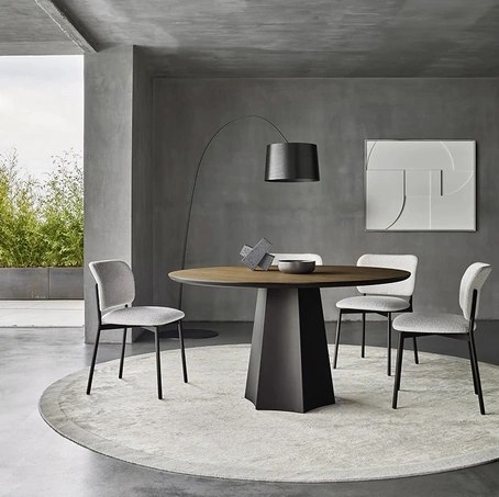 Tavolo rotondo Poliedro in Rovere Termotrattato di Sangiacomo