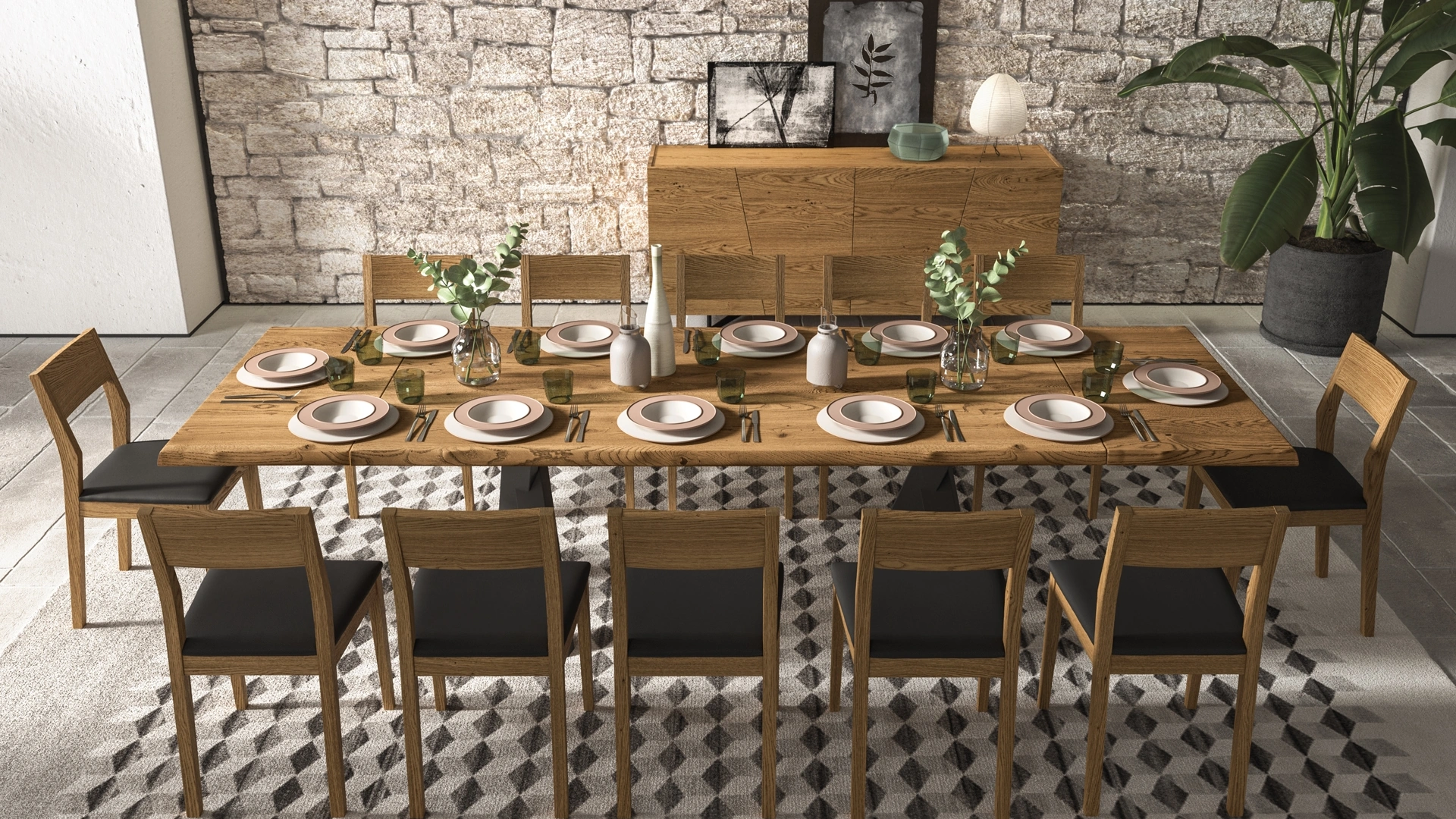 Tavolo Walking in rovere e metallo di FGF Mobili